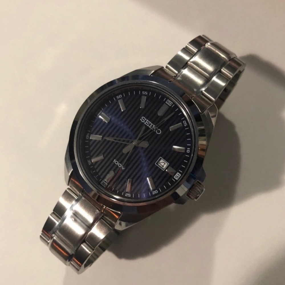 Seiko 40mm Silver Blue Watch